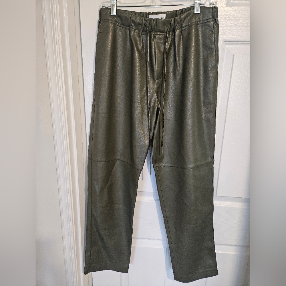 MNG Dark Green Faux Leather Pants
